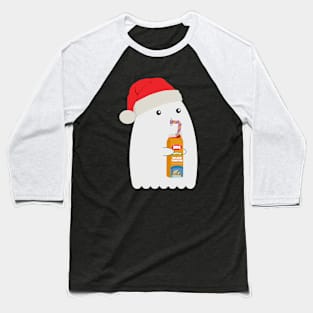 Spooky Eggnog Friend | Halloween & Christmas Ghost Baseball T-Shirt